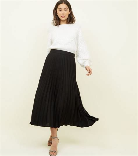 Black Pleated Midi Skirt New Look Black Pleated Midi Skirt New Look