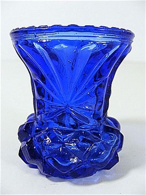 Stunning Rare Cobalt Blue Depression Glass Thistle Vase Antique