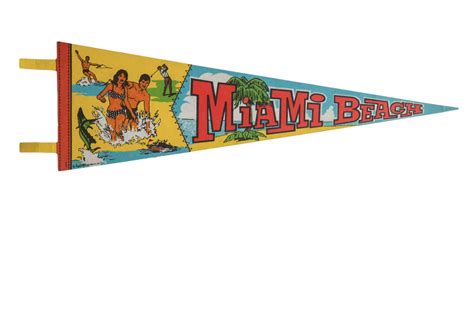 vintage miami beach felt flag pennant