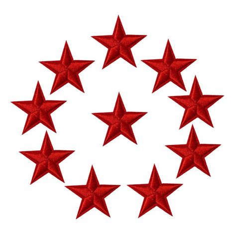 2021 10 Red Stars Embroidered Patches Sewing Iron On Creative Badge For