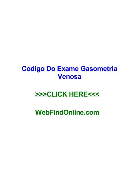 Codigo Do Exame Gasometria Venosa By Chrisutyhn Issuu