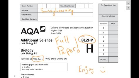 Caie past papers for cambridge o level, cambridge int'l as and a level and cambridge igcse subjects. GCSE AQA Unit 2 Biology BL2HP June 2014 Full Paper - YouTube