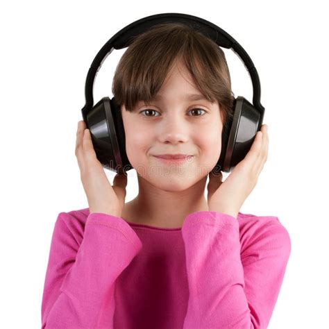 Girl Listening To Music On Headphones Stock Image Image Of Joyful