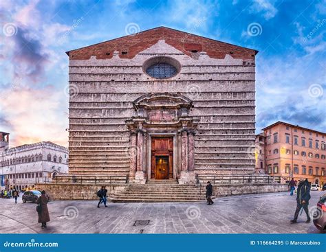 Facade Of The Cathedral Of Perugia Italy Editorial Image Image Of