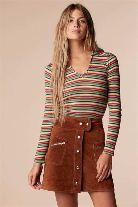 Vintage Fashion 1970s Brady Bunch Rainbow Shirt Retro Fashion