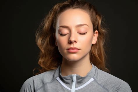 Premium Ai Image Portrait Of A Woman With Her Eyes Shut In Sportswear
