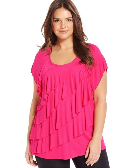 Ny Collection Plus Size Tiered Ruffled Top Tops Plus Sizes Macys