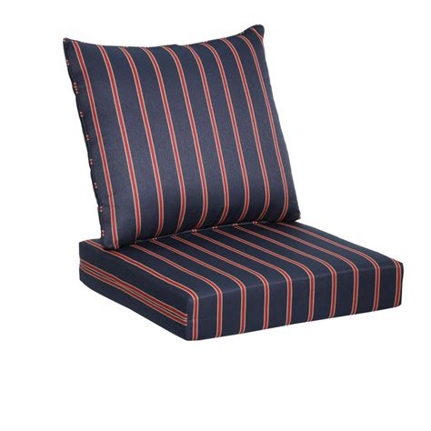 hampton bay midnight ruby stripe 2 piece deep seating outdoor lounge chair cushion 7292 04242611