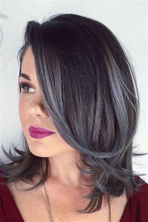 Highlighted Hair For Brunettes LoveHairStyles Com Blending Gray