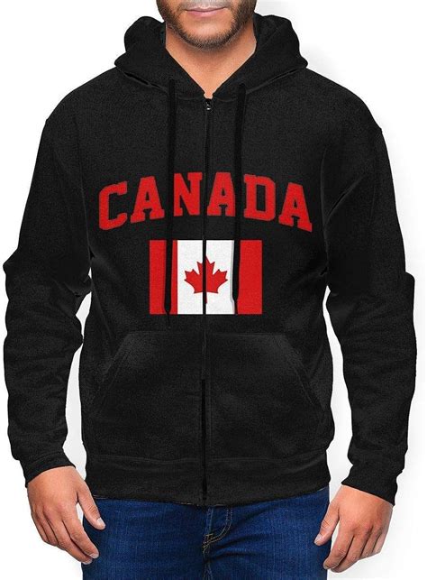 Canadian Flag Mens Hoodie Full Zip Pullover Sweatshirts With Pocket