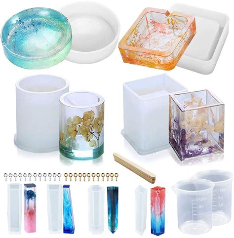 epoxy resin moulds resin molds silicone set diy casting resin art moulds tools kit include