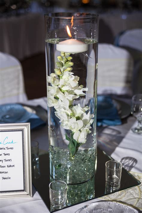 Submerged Flower Centerpiece With Floating Candle Submerged Flower