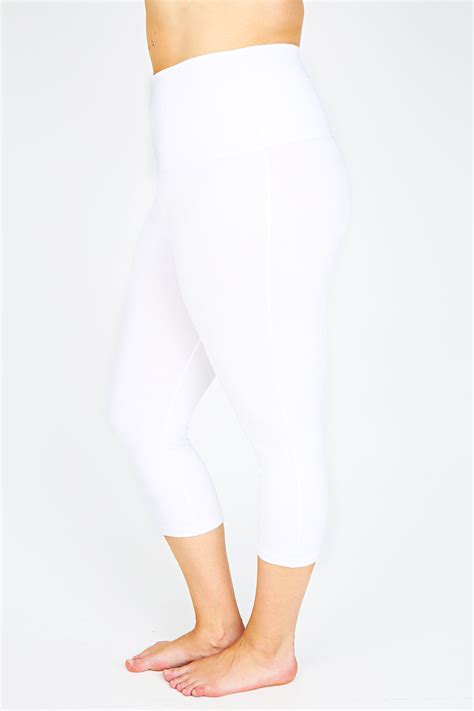 white tummy control cropped leggings plus size 14 16 18 20 22 24 26 28 30 32