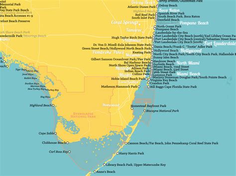 Florida Beaches Map 18x24 Poster Best Maps Ever