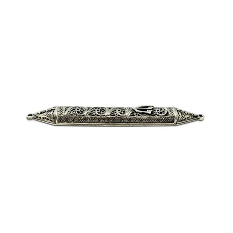 Silver Filigree Triangular Mezuzah Case Baltinester Judaica