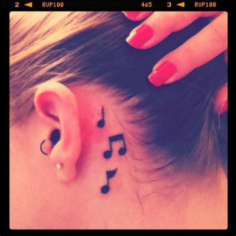 Behind The Ear Tattoo Music Notes I Want It Vine Tattoos Music Tattoos