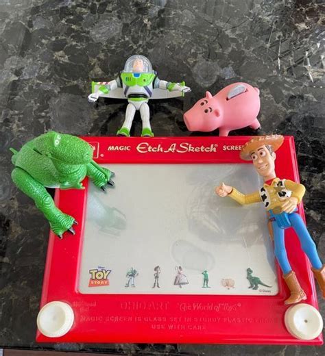 Disney Toy Story 1990s Etch A Sketch With Vintage Buzz Woody Ham And