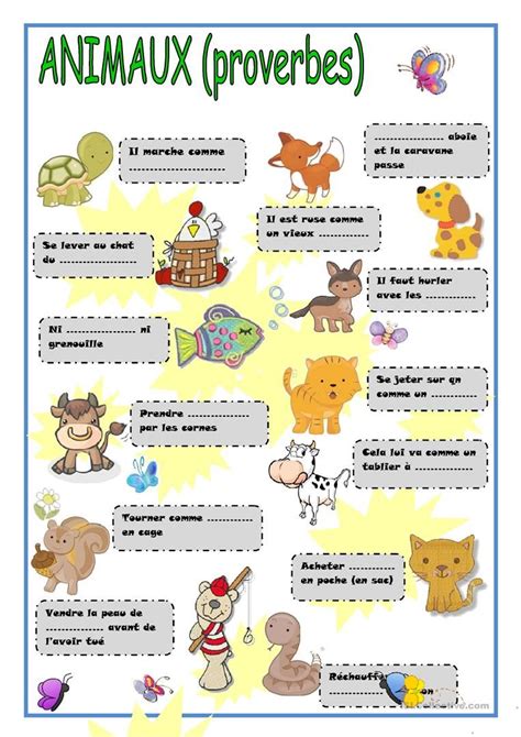 Les Proverbes Avec Les Animaux Expressions Idiomatiques French