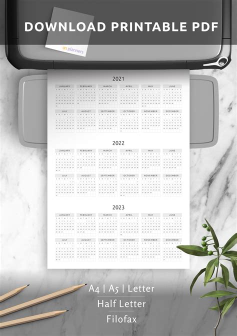 Download Printable 3 Year Calendar Template Original Style Pdf