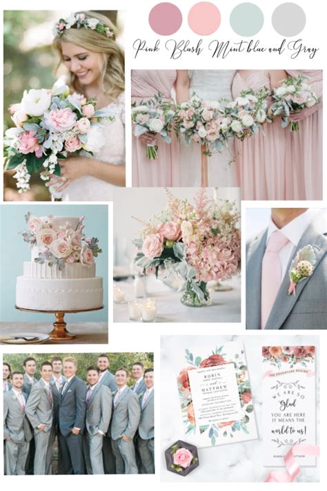 Blush Pink Mint And Gray Wedding Color Palette Pink Wedding Theme