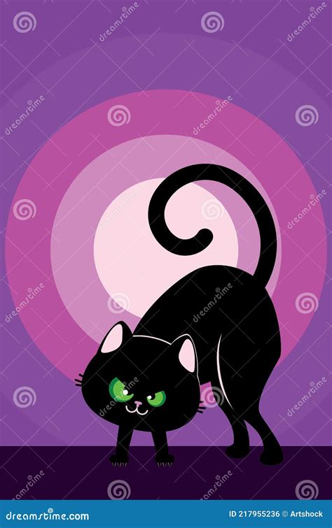 Evil Black Cat Threatens The Red Cat Vector Illustration