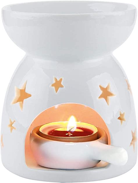 Comsaf Wax Melt Essential Oil Burner White Star Pattern Ceramic