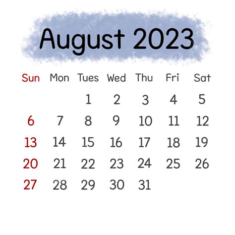 Calendário Simples Agosto 2023 Grátis Para Editar Png Calendário Momento Planejador Imagem