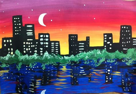 Night City Skyline Painting