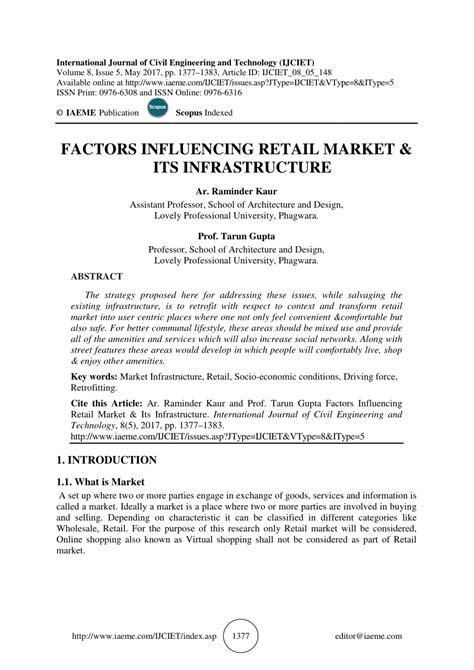 Pdf Factors Influencing Retail Market And Its Infrastructure