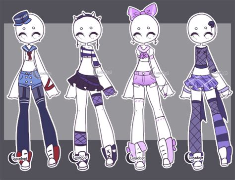 set 8 gacha outfits by lunadopt on deviantart with images anime outfits drawings