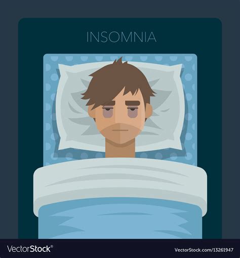 Young Man With Sleep Problem Insomnia Royalty Free Vector