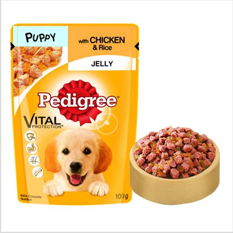 The pedigree range has offered three wet options meaning that you are sure to find something that the pedigree puppy dry food range offers chicken and rice flavor that you can soften with warm water. Buy Pedigree Puppy Chicken & Rice in Jelly Wet Dog Food ...