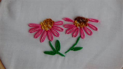 Hand Embroidery Double Lazy Daisy Stitch Youtube