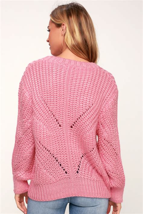 Lush Pink Sweater Oversized Sweater Chunky Knit Sweater Lulus