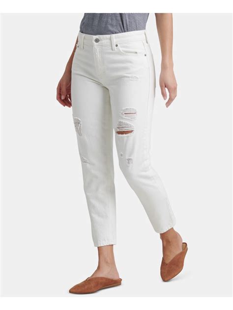 Lucky Brand Womens White Frayed Jeans Size 28 Waist Ebay