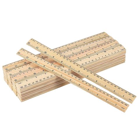 Zeonhei 72 Packs 12 Inch Wood Rulers 2 Scale 30cm Length Wooden Rulers