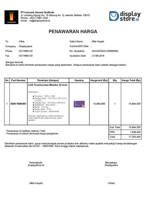 Contoh Quotation Harga - Kessler Show Stables