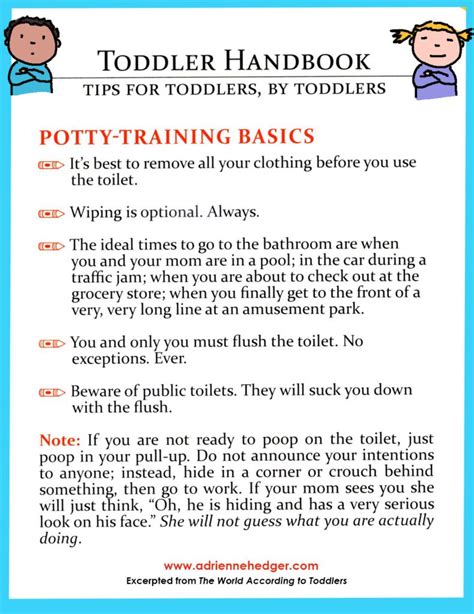Toddler Handbook Potty Training Hedger Humor