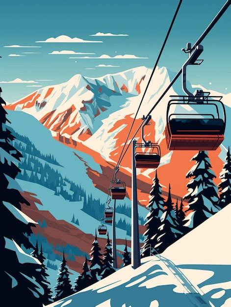 Premium Ai Image Skiers Ride Up A Ski Lift In The Mountains With A