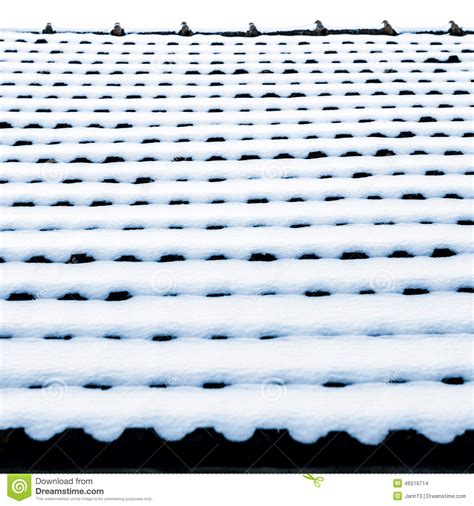 Snow On Roof Tiles Stock Photo Image Of Construction 46519714