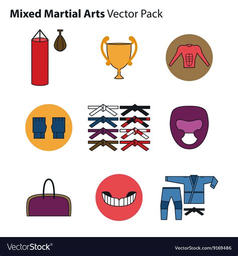 Mix Martial Arts Icons Set Royalty Free Vector Image