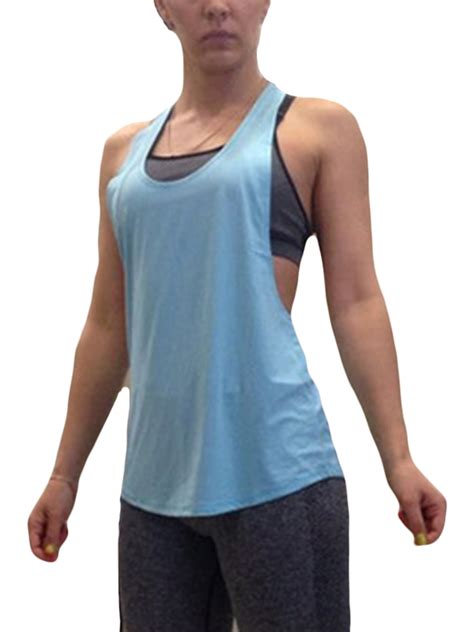 Women Sleeveless Scoop Neck Tank Tops Yoga Sport Workout Running Shirts Summer Beach Tee Sexy