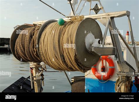 Fishing Boat Nets On Winch Drums Oleron Island Charente Maritime