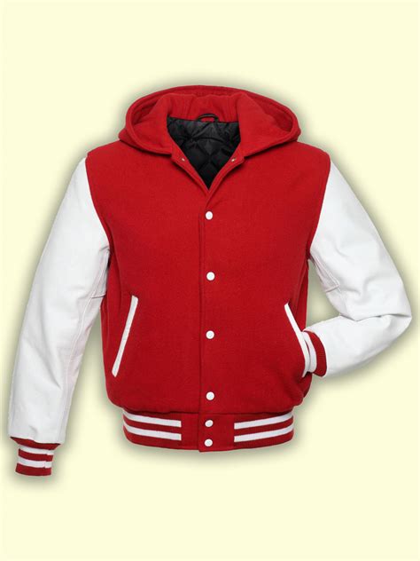 Red Hoodie Varsity Jacket Men Jacket Mauvetree