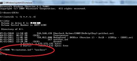 Open command prompt from the windows system32 folder. Remove Virus or unwanted files using command prompt