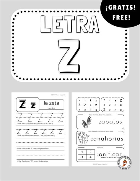 Freebie Free Spanish Letter Z Worksheet Letra Z La Zeta Kindergarten Worksheets Spanish