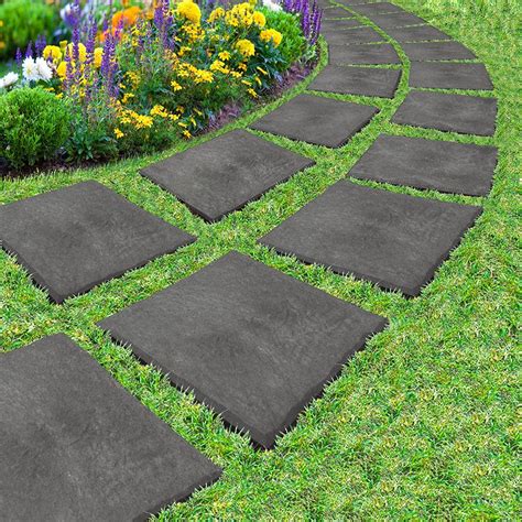 Greenfingers Recycled Rubber Stomp Stepping Stone 16 Pack Slate