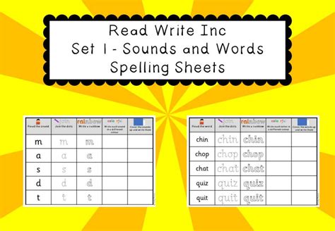 Phonics Read Write Inc Set 1 Sounds And Words Spelling Sheets