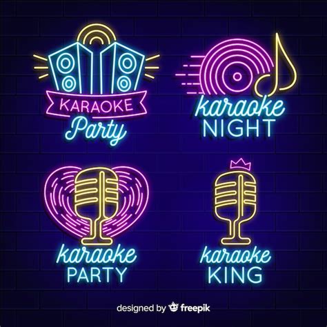 Free Vector Neon Light Collection With Karaoke Concept
