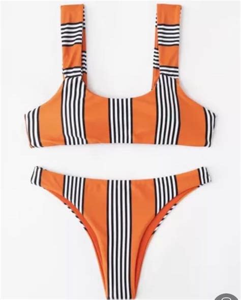 Repriced Orange And Striped Tank Type Top And Sexy Bottoms Womens Fashion Bottoms Other